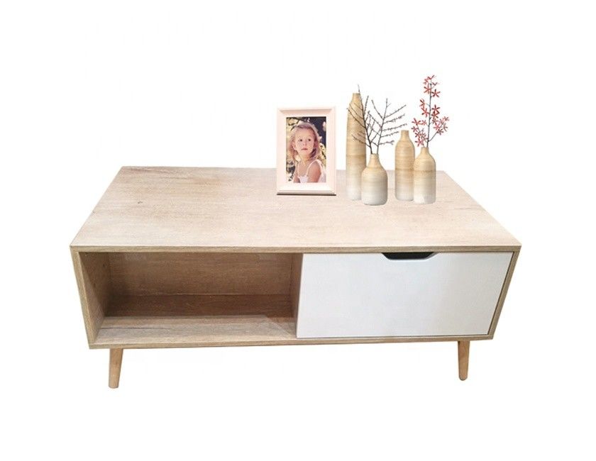 Low White 110X55X42.5cm Solid Wood TV Bench With Melamine Finishing